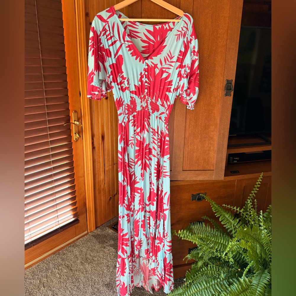 Tropical Floral Dress pink & Blue Women’s Size Medium